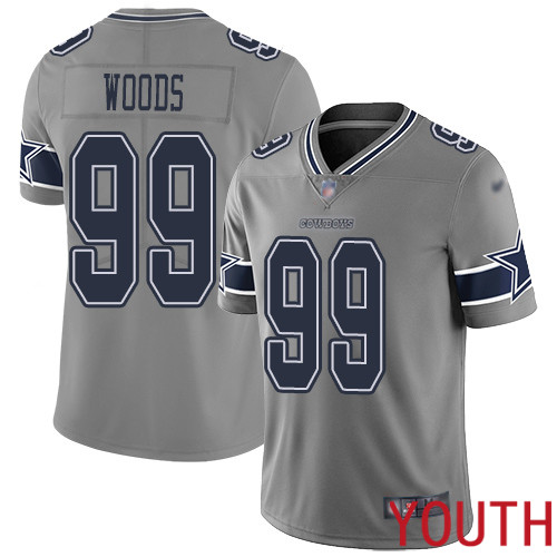 Youth Dallas Cowboys Limited Gray Antwaun Woods #99 Inverted Legend NFL Jersey->youth nfl jersey->Youth Jersey
